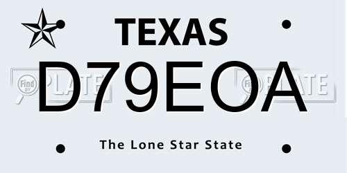 D79EOA Texas License Plate