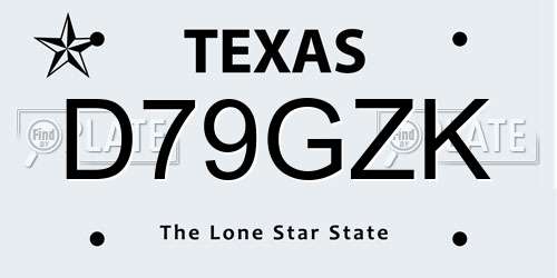 D79GZK Texas License Plate