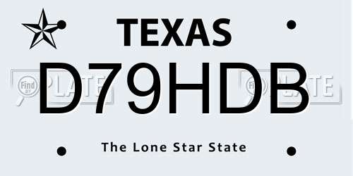 D79HDB Texas License Plate