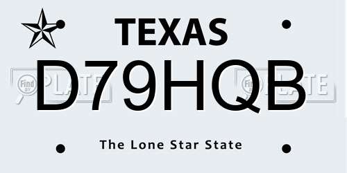 D79HQB Texas License Plate
