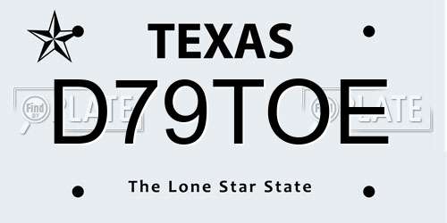 D79TOE Texas License Plate