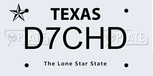 D7CHD Texas License Plate
