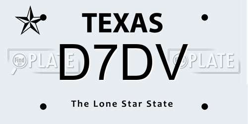 D7DV Texas License Plate