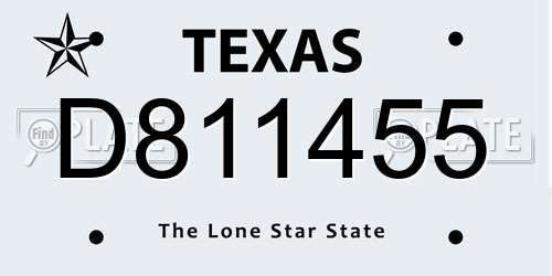 D811455 Texas License Plate