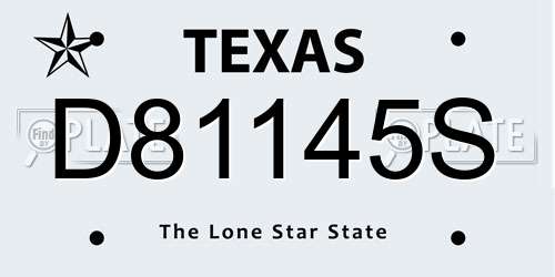 D81145S Texas License Plate