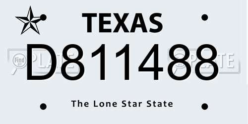 D811488 Texas License Plate