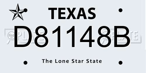 D81148B Texas License Plate