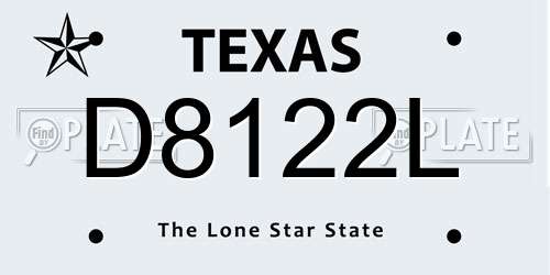 D8122L Texas License Plate