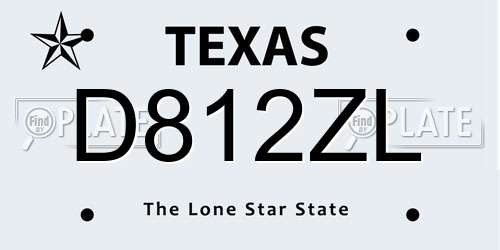 D812ZL Texas License Plate
