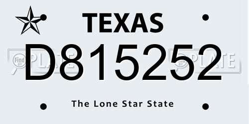 D815252 Texas License Plate