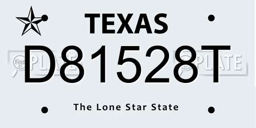 D81528T Texas License Plate