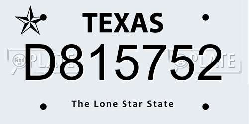 D815752 Texas License Plate
