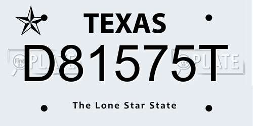 D81575T Texas License Plate