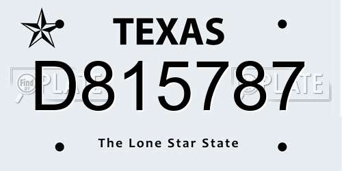 D815787 Texas License Plate