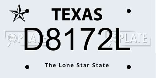 D8172L Texas License Plate