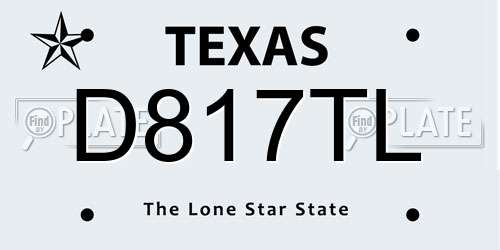 D817TL Texas License Plate