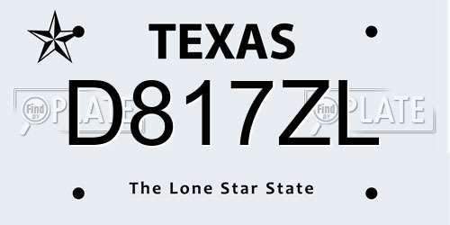 D817ZL Texas License Plate
