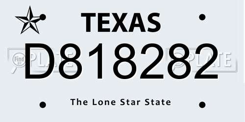 D818282 Texas License Plate