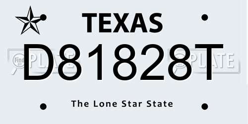 D81828T Texas License Plate