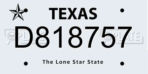 D818757 Texas License Plate