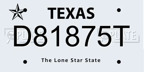 D81875T Texas License Plate