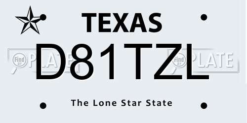 D81TZL Texas License Plate
