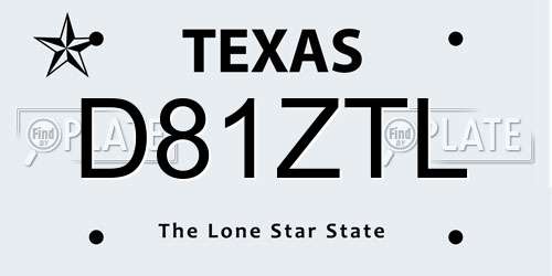 D81ZTL Texas License Plate