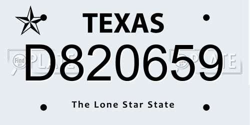 D820659 Texas License Plate