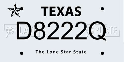 D8222Q Texas License Plate