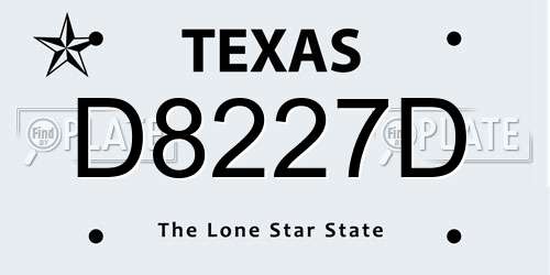 D8227D Texas License Plate