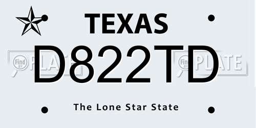 D822TD Texas License Plate