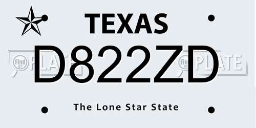 D822ZD Texas License Plate