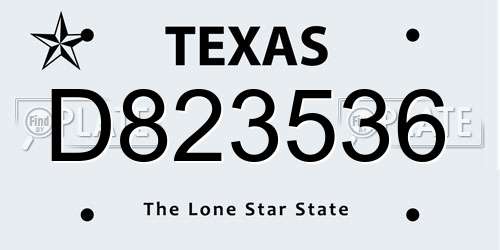 D823536 Texas License Plate