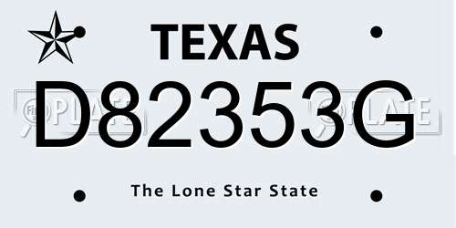 D82353G Texas License Plate