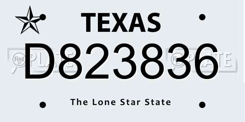 D823836 Texas License Plate