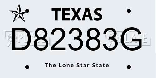 D82383G Texas License Plate