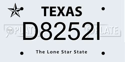 D8252I Texas License Plate