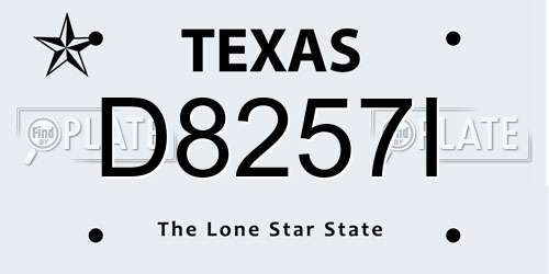 D8257I Texas License Plate