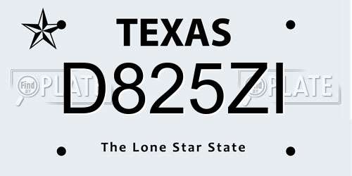 D825ZI Texas License Plate