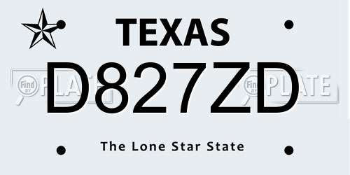 D827ZD Texas License Plate