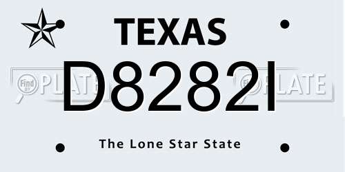 D8282I Texas License Plate
