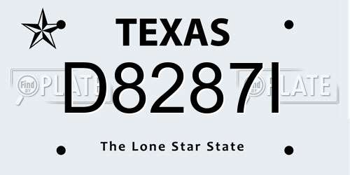D8287I Texas License Plate