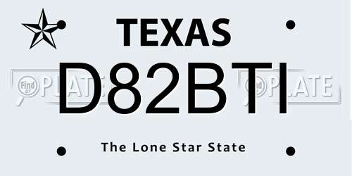 D82BTI Texas License Plate
