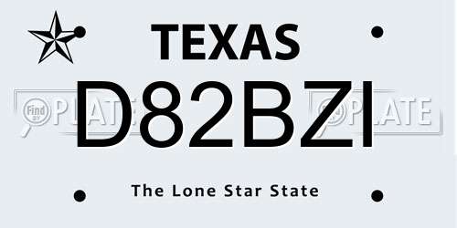 D82BZI Texas License Plate