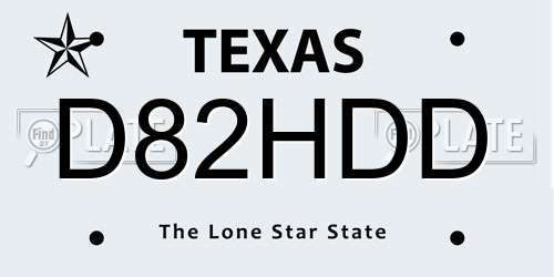 D82HDD Texas License Plate