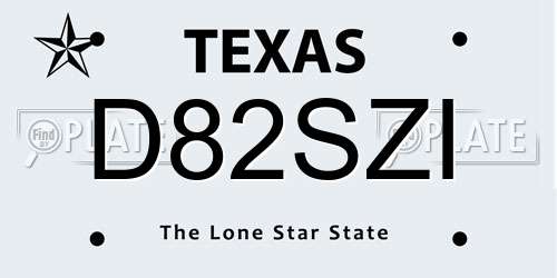 D82SZI Texas License Plate