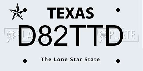 D82TTD Texas License Plate