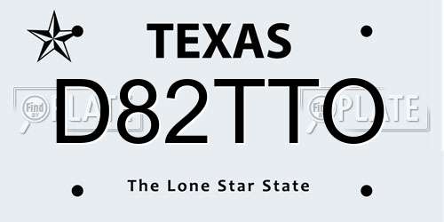 D82TTO Texas License Plate