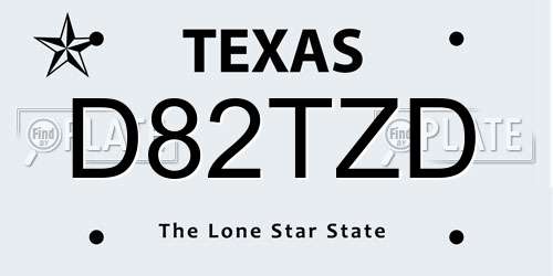 D82TZD Texas License Plate