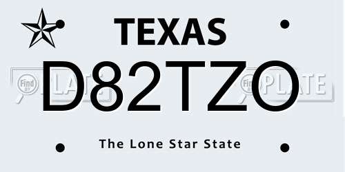 D82TZO Texas License Plate